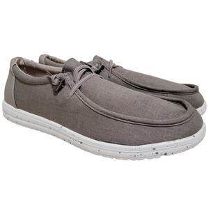 Sun + Stone Men Brian Slip On Boat Shoe Sneakers Size US 12M Taupe Grey Canvas
